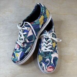 VANS Off The Wall Tropical Foliage Flamingos Womens Shoes Size 8.5 Sneakers
